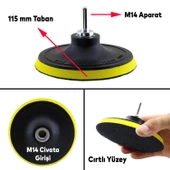 Oto Araç Araba Pasta Cila Polisaj Süngeri + 115 mm Taban + Matkap Adaptörü Parlatıcı Çizik Giderici 3'Lü SET - 3
