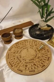 Rune Semboli Taşları Run Taşları Örtüsü Pandül Tahtası Pirinç Pandül Sunak Nordic Runes Sarkaç Seti - 7