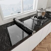 Siyah Mermer Desenli Yapışkanlı Tezgah Folyosu 3 Mt X 60 Cm - 1