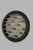 miemtasarım Ahşap Tekerlek Duvar Rafı Beyaz Raflı Beyaz 60 cm 4 cm - 1