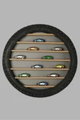 miemtasarım Ahşap Tekerlek Duvar Rafı Beyaz Raflı Beyaz 60 cm 4 cm - 2