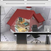 Mimari Ev Çizimi Gayrimenkul Emlak ve Gayrimenkul Duvar Kağıdı Baskı thumbnail 2