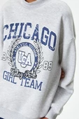 Koton Oversize Sweatshirt Kolej Baskılı Bisiklet Yaka Şardonlu - 5