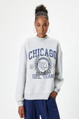 Koton Oversize Sweatshirt Kolej Baskılı Bisiklet Yaka Şardonlu - 3