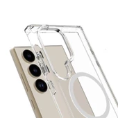 Samsung Galaxy S24 Ultra Kılıf Crystal Sert MagSafe Özellikli Şeffaf thumbnail 3