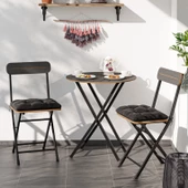 Eportatif Minderli Bistro Takım Bahçe Masa Sandalye Yuvarlak Füme  1486 - 2