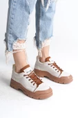 JANE Bağcıklı Ortopedik Taban Cilt Kadın Sneaker Ayakkabı TT Krem - 1