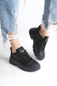 JANE Bağcıklı Ortopedik Taban Cilt Kadın Sneaker Ayakkabı ST Siyah - 1