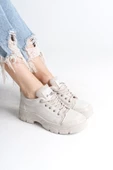 JANE Bağcıklı Ortopedik Taban Cilt Kadın Sneaker Ayakkabı KT Krem - 2