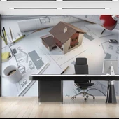 Mimari Ev Proje Çizimi Gayrimenkul Emlak ve Gayrimenkul Duvar Kağıdı Baskı thumbnail 2