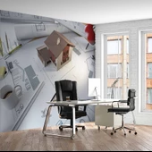 Mimari Ev Proje Çizimi Gayrimenkul Emlak ve Gayrimenkul Duvar Kağıdı Baskı thumbnail 1