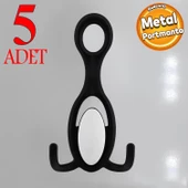 İlknur 5 Adet Portmanto Vestiyer Duvar Askısı Metal Dolap Elbise Askılığı Askılık Siyah Beyaz 5 Adet thumbnail 1