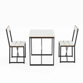 Eportatif Mutfak Masası 2 Kişilik Balkon Masa Takımı Beyaz 1490 thumbnail 5