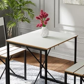 Eportatif Mutfak Masası 2 Kişilik Balkon Masa Takımı Beyaz 1490 thumbnail 4