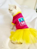 PINK Love Mom Tütülü Kedi Elbisesi, Kıyafeti Tutu - 1