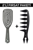 Fontenay Antistatik 044 Geniş Aralıklı Wax Tarağı + Pro 3 Boyutlu Açma Tarama Tarak Saç Fırçası 2'Li Set - 1
