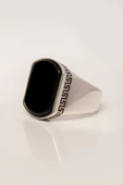 Siyah Oniks Taşlı Grek Desenli 925 Gümüş Erkek Yüzük thumbnail 6