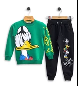 Çocuk Eşofman Takımı-Disney Baskılı 3-9 Yaş Bisiklet Yaka Cepli Mevsimlik Lüks ve Ekonomik - 1