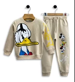 Çocuk Eşofman Takımı-Disney Baskılı 3-9 Yaş Bisiklet Yaka Cepli Mevsimlik Lüks ve Ekonomik - 4