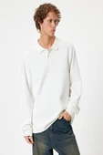 Koton Polo Yaka Sweatshirt Düğmeli Pamuklu - 3