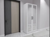Limila 2 Kapaklı Aynalı Beyaz Renk Portmanto - 3