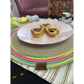 DecoHandy 39cm Neon Renkli Şeritli Jüt Örme Supla Amerikan Servis - 1