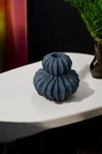 H&M Muadili Dalgalı Şamdan Dekoratif Mumluk | 10 cm |  Gri - 2