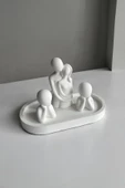 Sarılan Aile Dekoratif Obje Biblo (11 cm-6 cm)  Beyaz-Tabaklı - 1