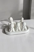 Beşli Aile Dekoratif Obje Biblo (8 cm-7 cm-6 cm)  Beyaz-Tabaklı - 2