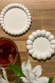 Bubble Dekoratif Tabak Sunumluk Bardak Altlığı | Beyaz |  Beyaz 2'li Set - 5