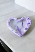 Mermer Desenli Kalpli Dekoratif Küllük Kül Tablası  Mor - 1