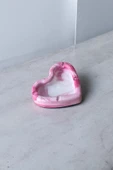 Mermer Desenli Kalpli Dekoratif Küllük Kül Tablası  Pembe - 1