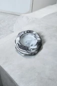 Mermer Desenli  Kesimli Oval Dekoratif Küllük Kül Tablası  Sİyah - 1