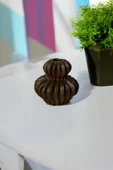 H&M Muadili Dalgalı Şamdan Dekoratif Mumluk | 10 cm |  Kahverengi - 2