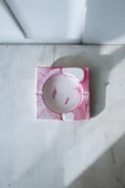 Mermer Desenli Kare Dekoratif Küllük Kül Tablası  Pembe - 1