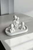 Sarılan Aile Dekoratif Obje Biblo (11 cm-6 cm)  Beyaz-Tabaklı - 2