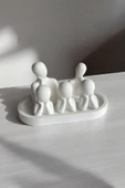 Beşli Aile Dekoratif Obje Biblo (8 cm-7 cm-6 cm)  Beyaz-Tabaklı - 1