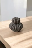H&M Muadili Dalgalı Şamdan Dekoratif Mumluk | 10 cm |  Vizon - 2