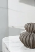 H&M Muadili Dalgalı Şamdan Dekoratif Mumluk | 10 cm |  Vizon - 3