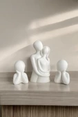 Sarılan Aile Dekoratif Obje Biblo (11 cm-6 cm)  Beyaz - 1