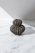 H&M Muadili Dalgalı Şamdan Dekoratif Mumluk | 10 cm |  Vizon - 1
