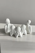 Beşli Aile Dekoratif Obje Biblo (8 cm-7 cm-6 cm)  Beyaz - 1