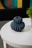H&M Muadili Dalgalı Şamdan Dekoratif Mumluk | 10 cm |  Gri - 1