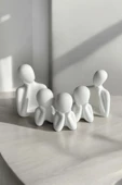 Beşli Aile Dekoratif Obje Biblo (8 cm-7 cm-6 cm)  Beyaz - 2