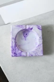 Mermer Desenli Kare Dekoratif Küllük Kül Tablası Mor - 2