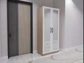 Limila 2 Kapaklı Aynalı Marbella Kiraz-Beyaz Renk Portmanto - 3