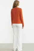 Yaka Detaylı Triko Kazak - Oranj thumbnail 5