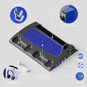 Hepu TP5-3570 PS5 Soğutucu Şarj Standı | DualSense Şarj RGB Işık 3 Fan Hızlı Dock İstasyonu - 6