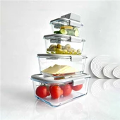 Neoflam Fika Glace Vakumlu Cam Saklama Kabı Seti Gri 5 Parça - 1