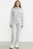 Kapüşonlu Dikiş Detaylı Eşofman Takım - Gri thumbnail 3